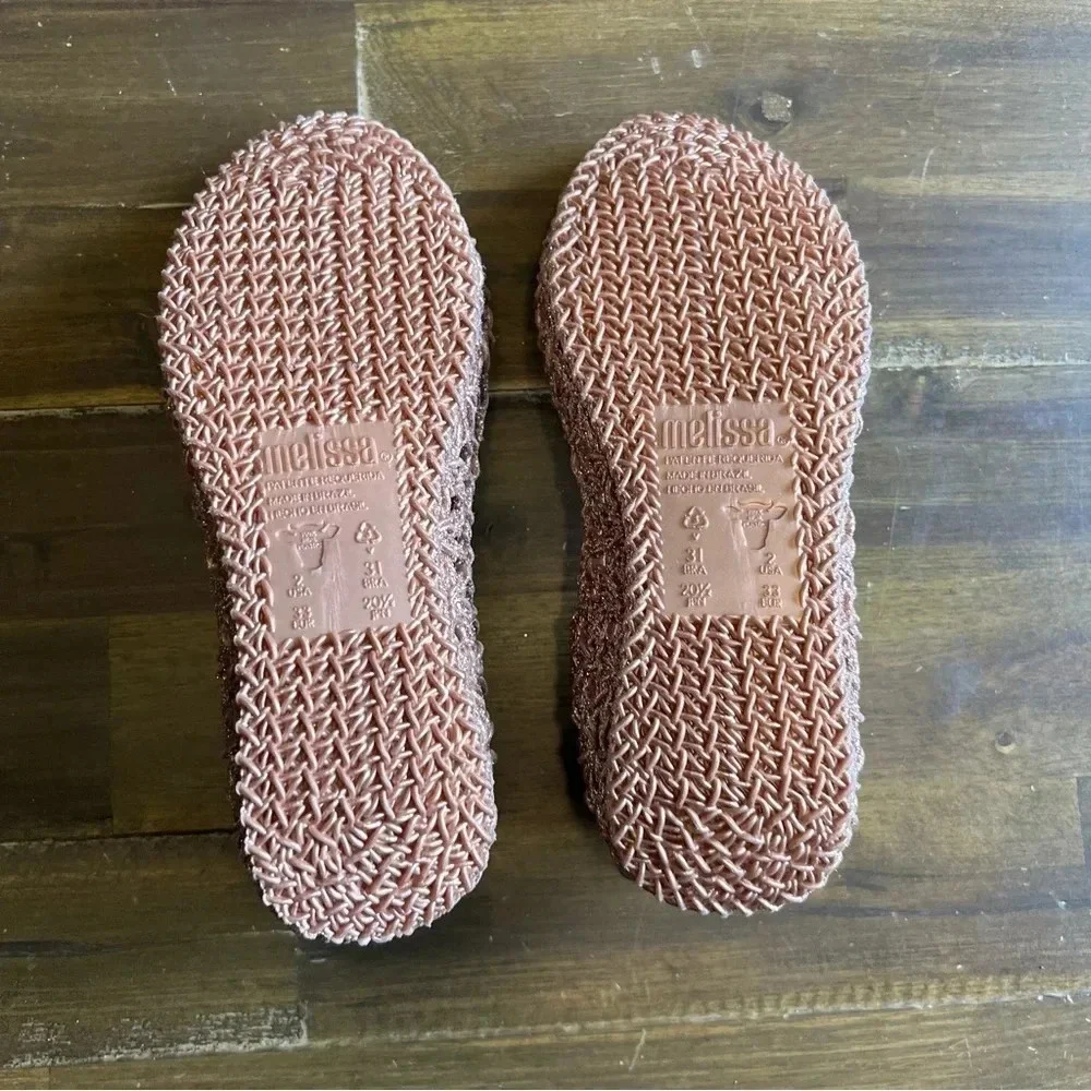 Mel By Melissa Campana Chrochet Rose Gold  Glitter Flats